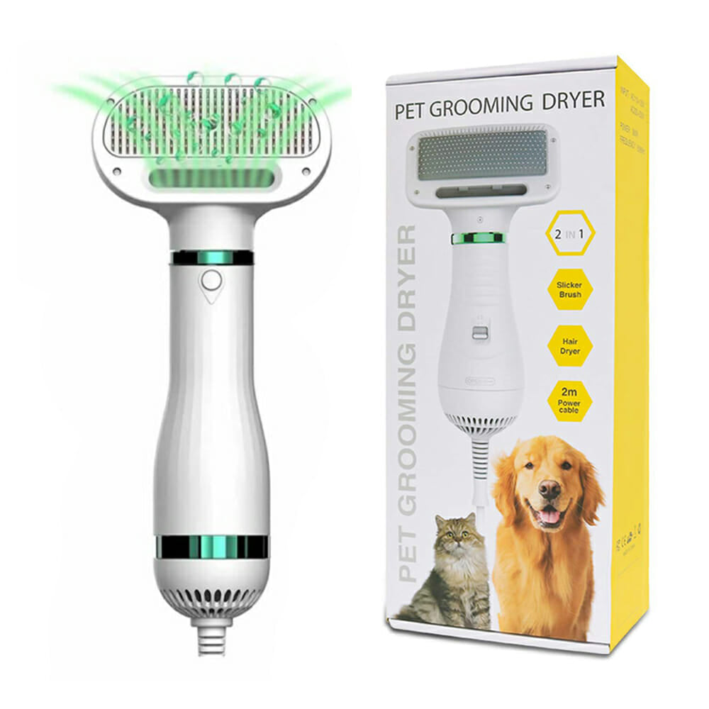Secador de Pelo para Mascotas 2 en 1 – Cepillo y Secador Portáti