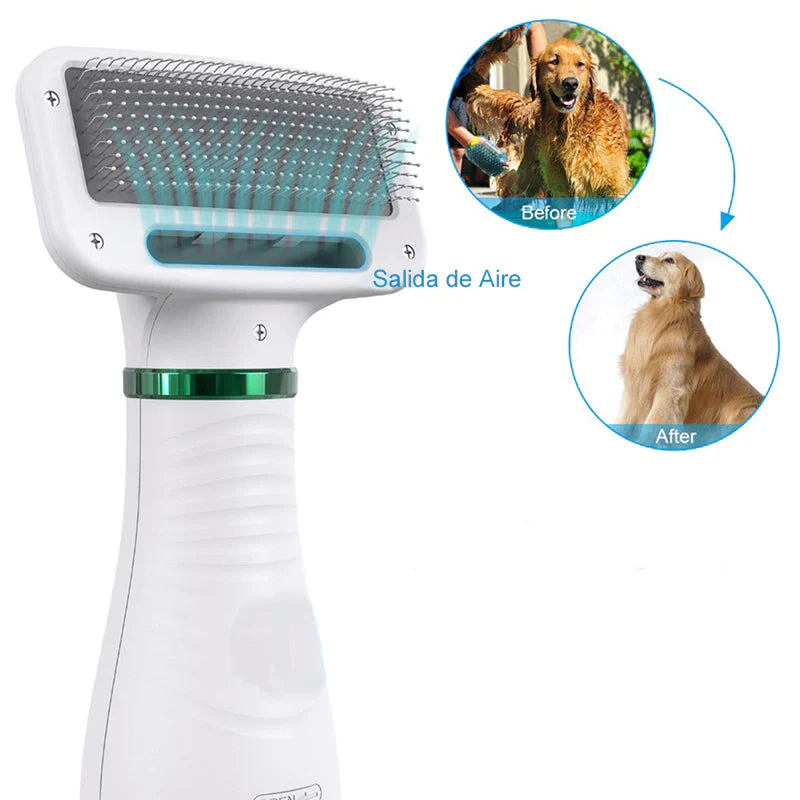 Secador de Pelo para Mascotas 2 en 1 – Cepillo y Secador Portáti